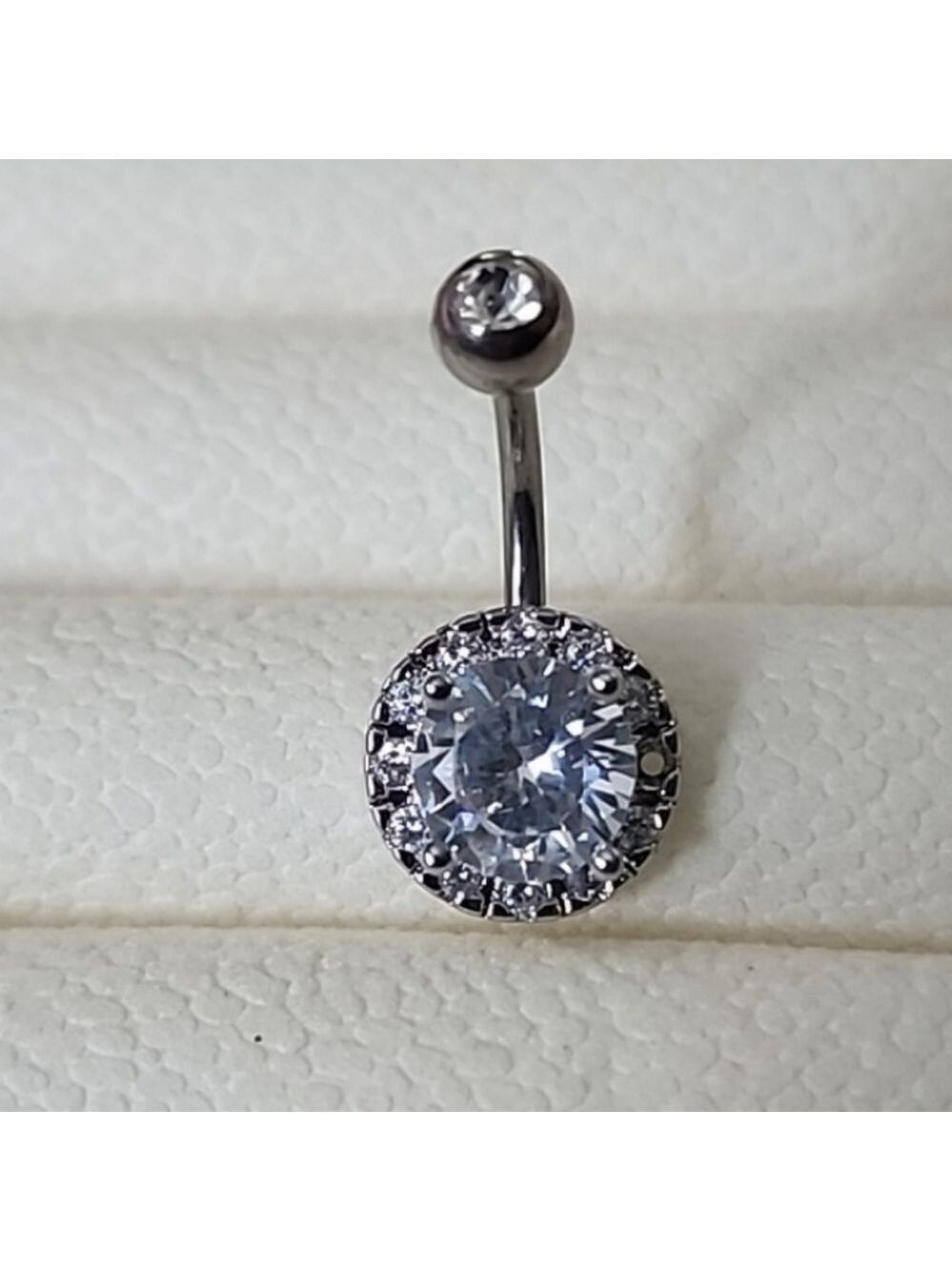 BELLY BUTTON RING Surgical STEEL 14G 3 Tier Crystal Diamond